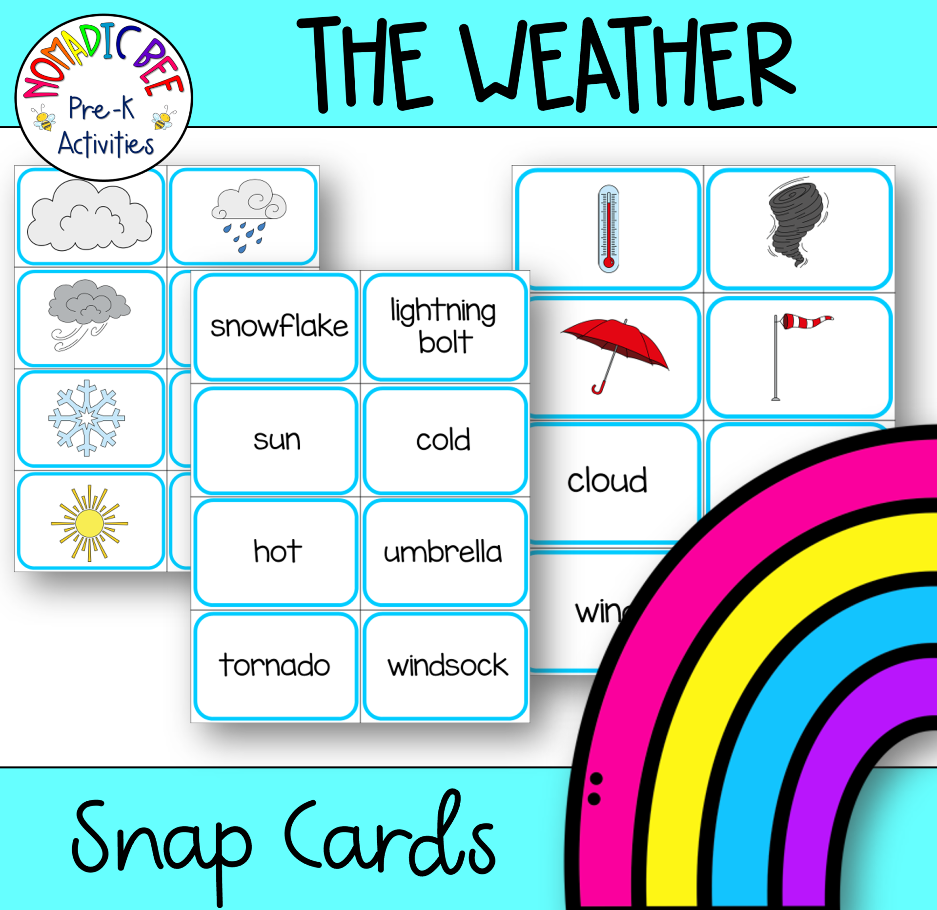Weather Themed Word &amp; Picture Cards - NBpreKactivities