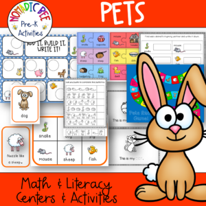 Pets Theme Math & Literacy Centers