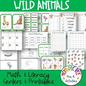 Wild Animals Math & Literacy Centers & Printables