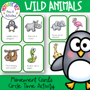 Wild animal themed movement cards