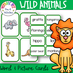 Wild animals word cards