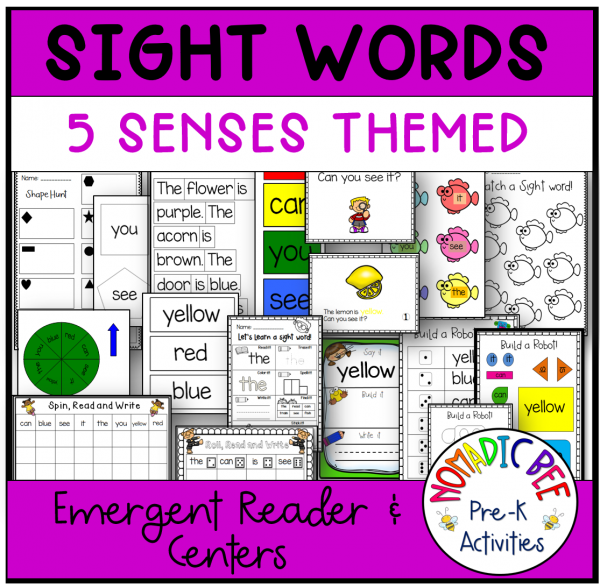Pre-K Sight words Centers & Activities