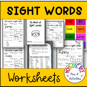 Pre-K Sight Words Worksheets