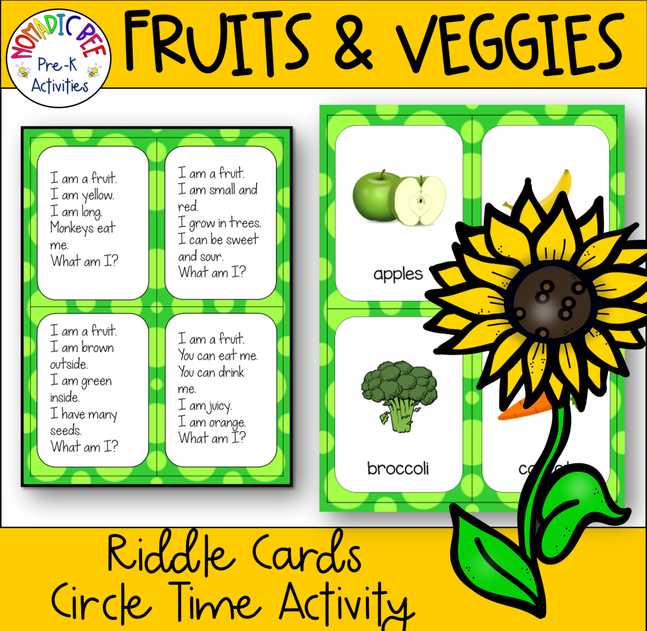 'Fruits and Vegetables' Riddle Cards NBpreKactivities
