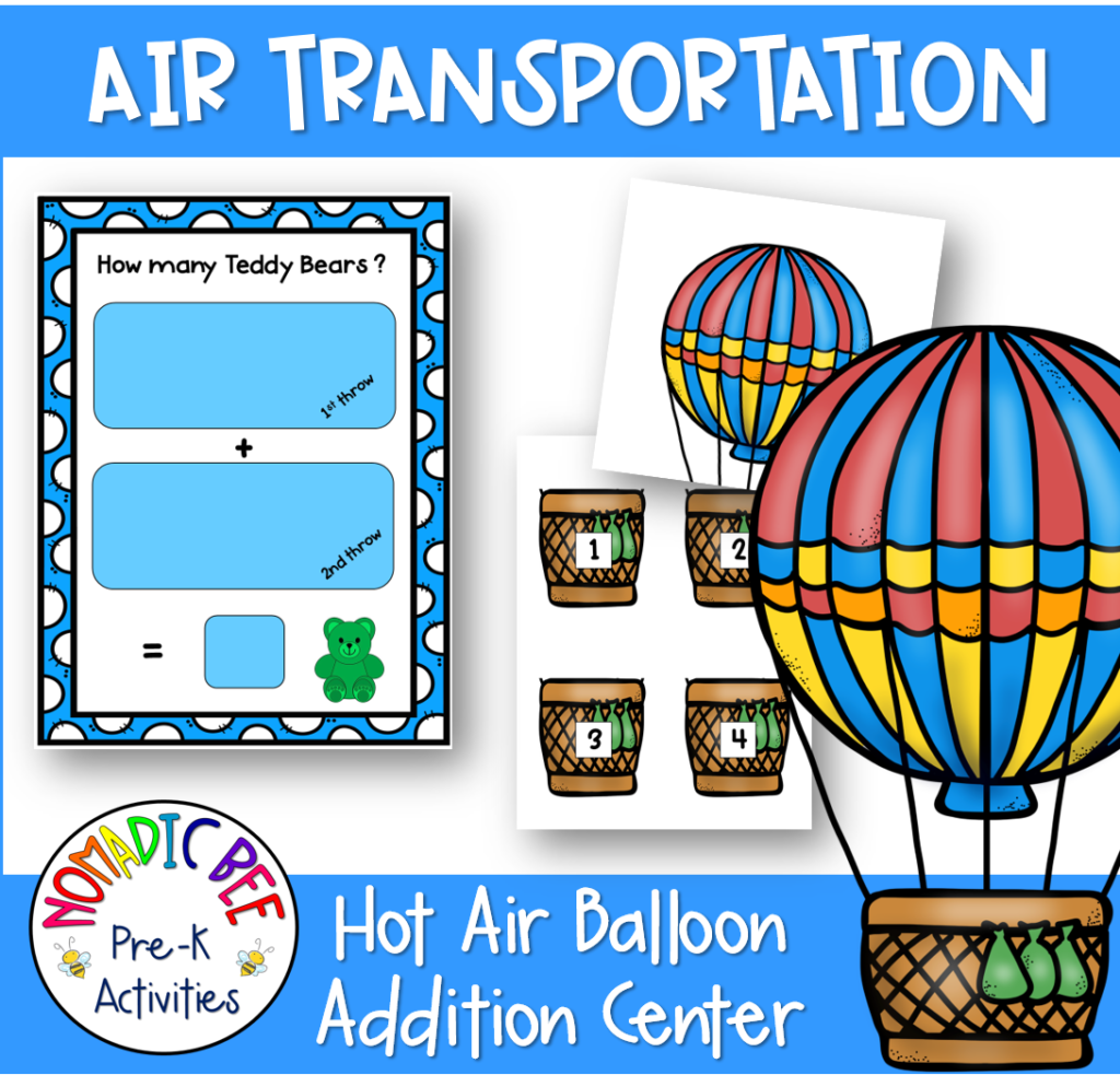  Hot Air Balloon Addition Math Center NBpreKactivities