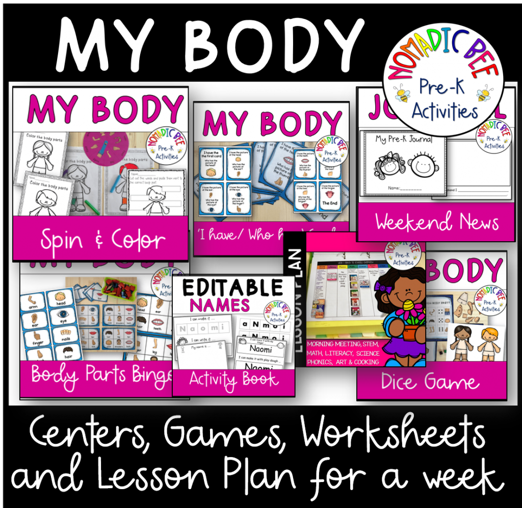 Centers, Activities & Lesson Plan for My Body Pre-K