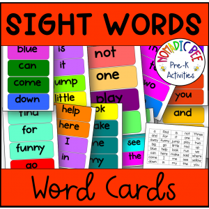 Pre-K Sight Words word cards