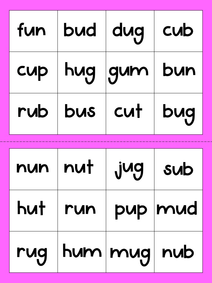 Short Vowel Cvc Words Bingo Card - vrogue.co