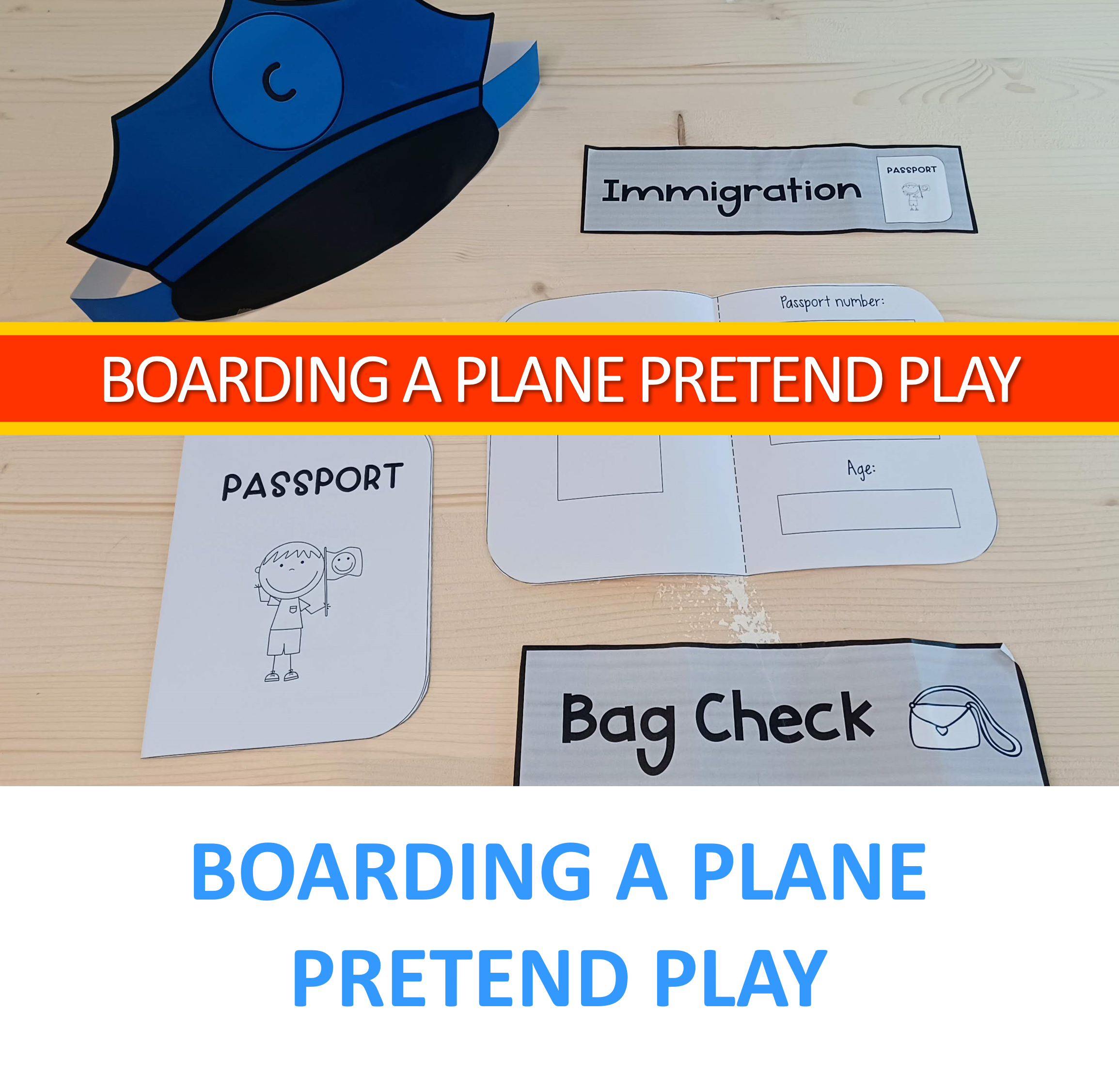 Boarding a plane Pretend Play