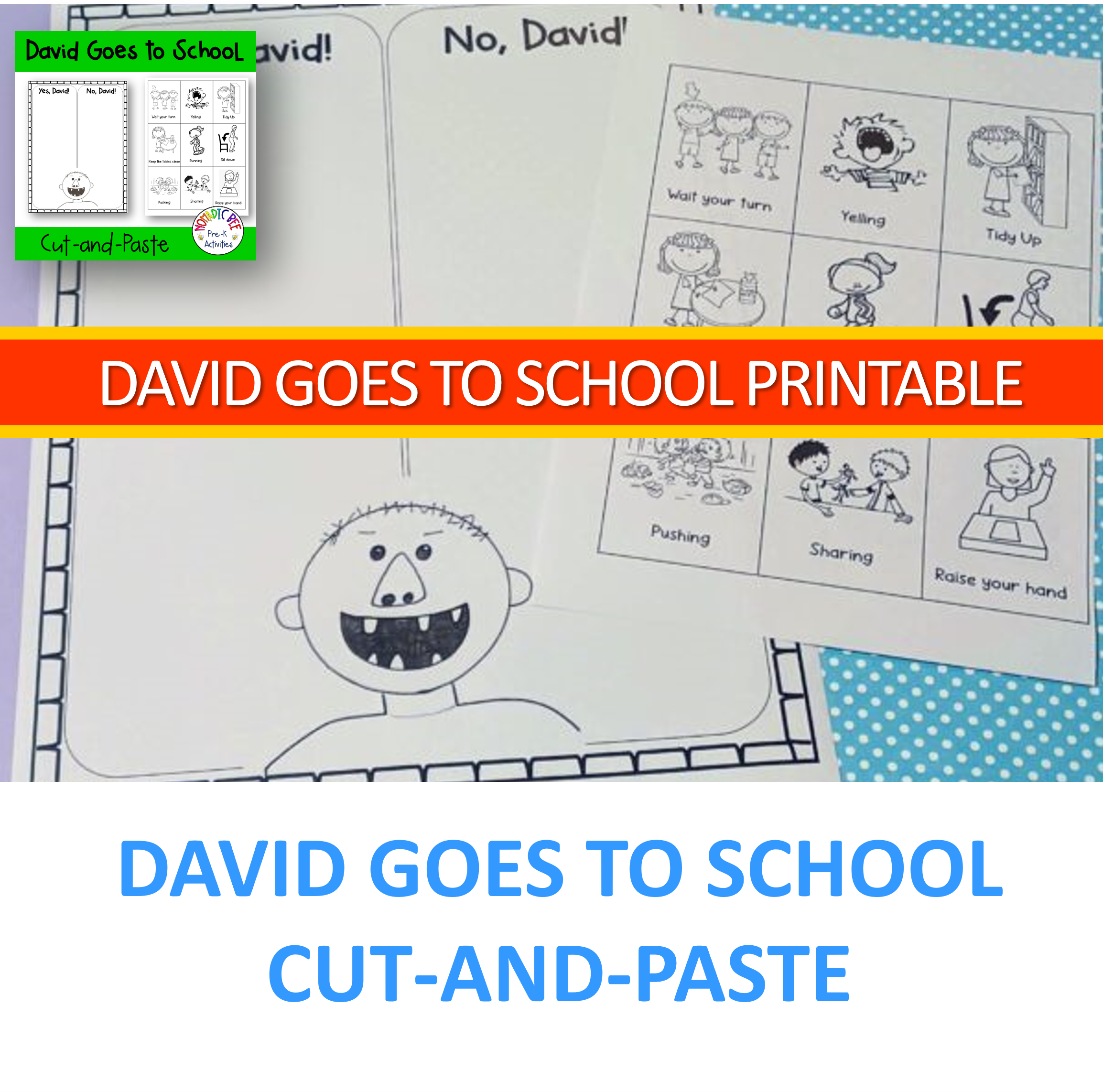 David goes to school cut-and-paste