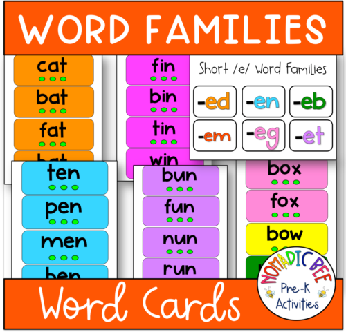 Cvc Word Families Word Cards - Nbprekactivities