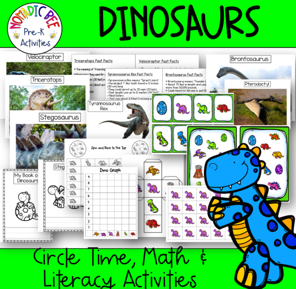 Dinosaur Themed Math & Literacy Printables