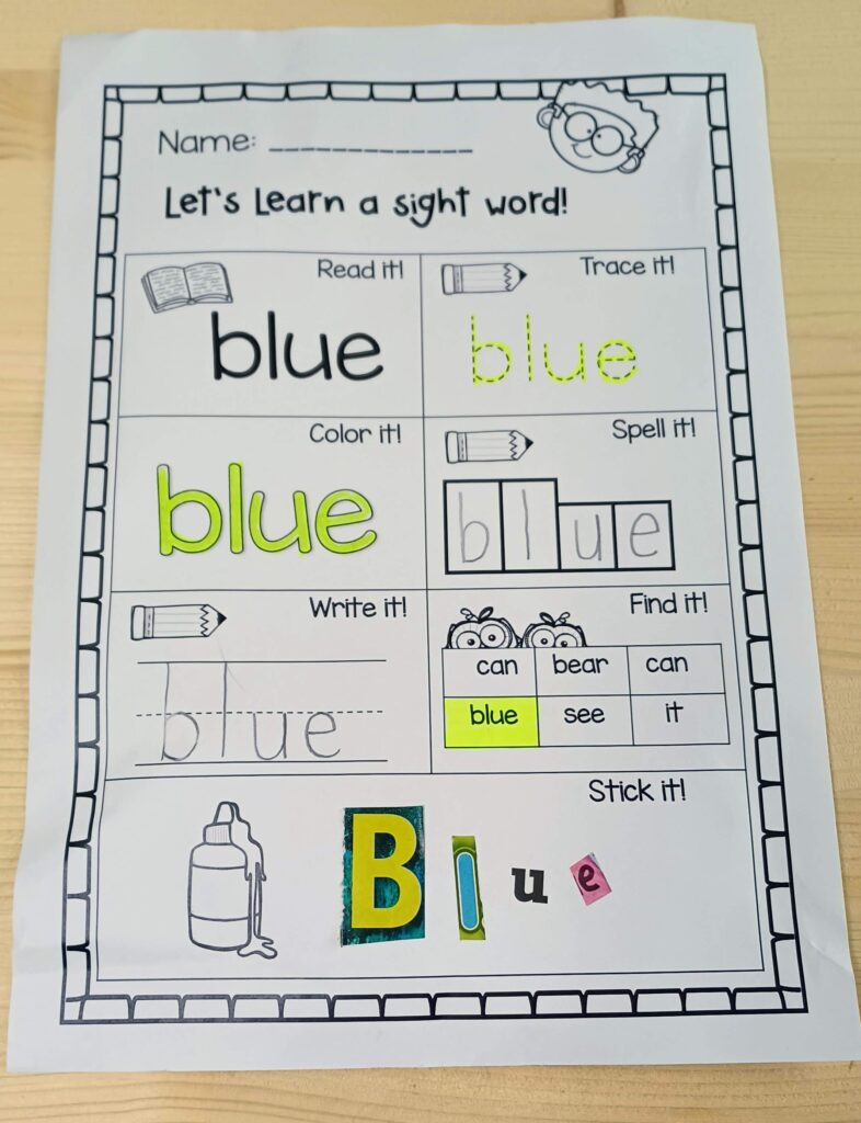 Sight Words Printables & Activities