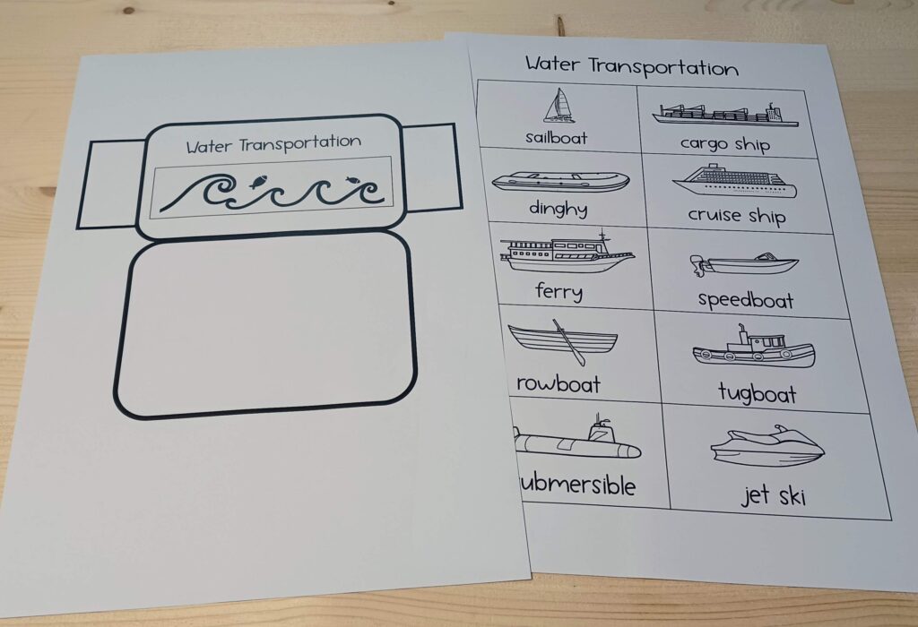 Water Transportation themed activities & printables