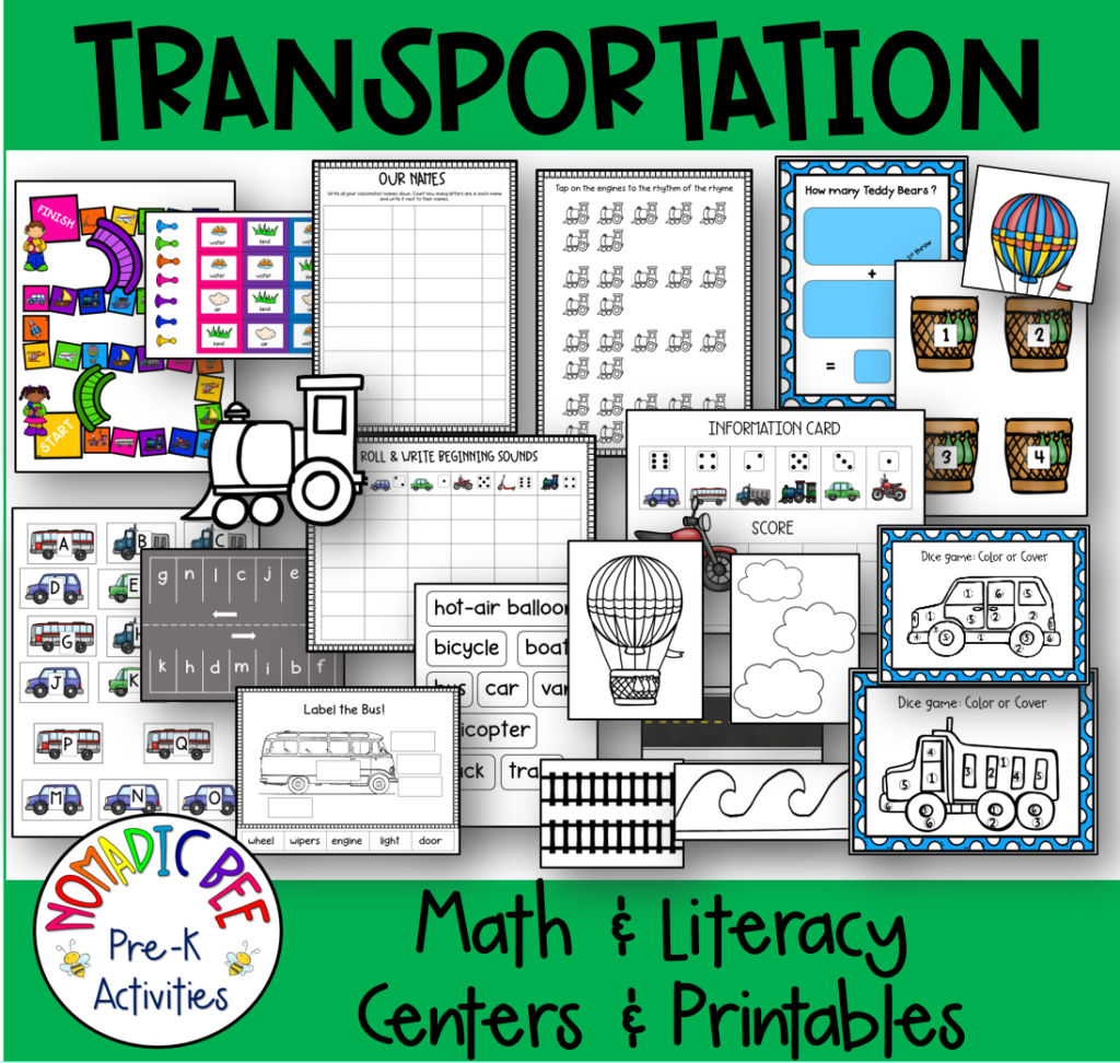 Transportation Themed Printables & Activities