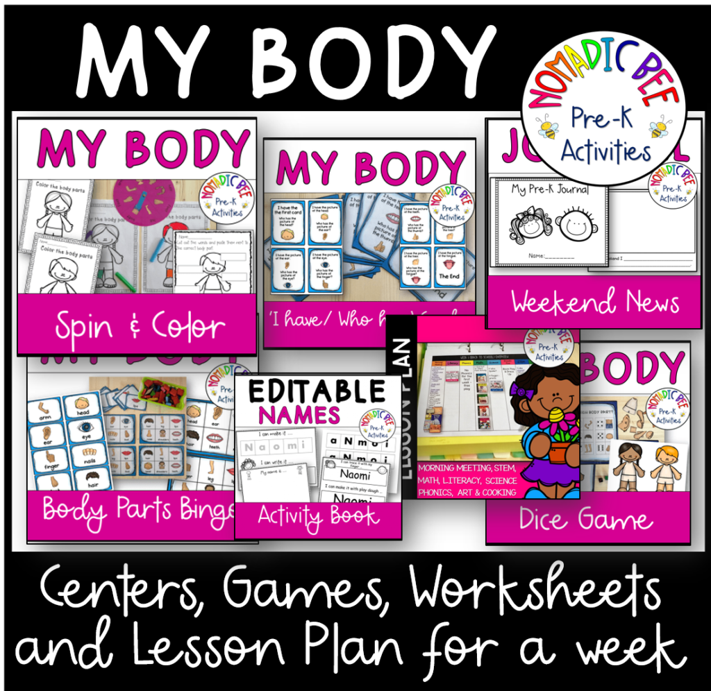 Body Parts Math & Literacy Printable Centers