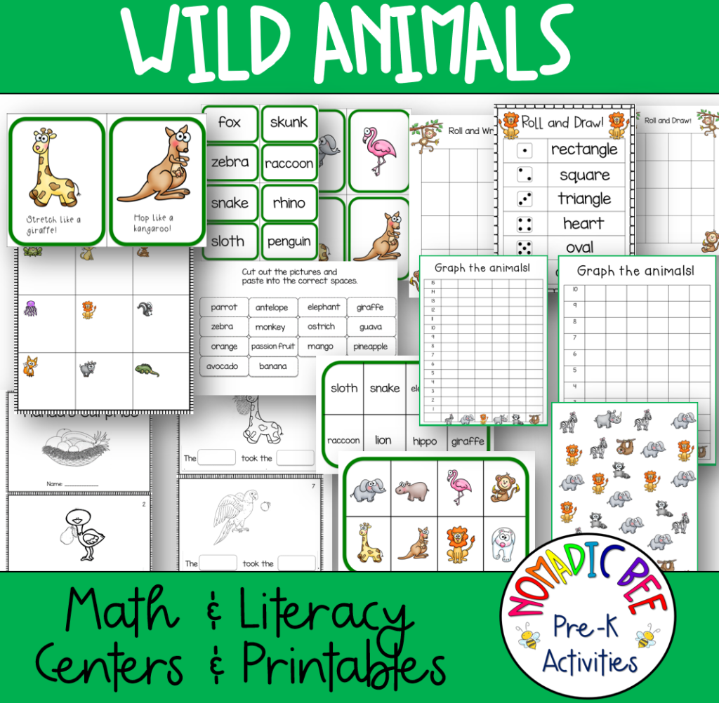 Zoo animals themed actiivities